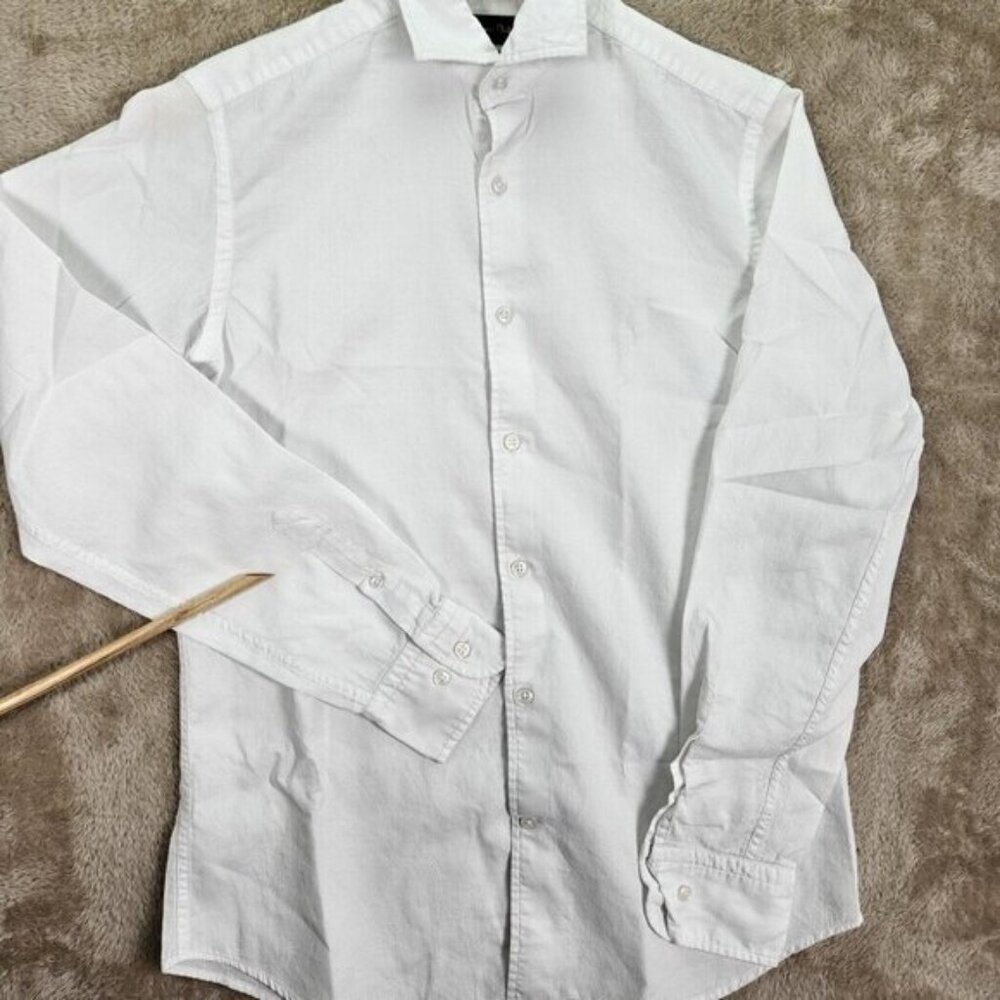 Massimo Dutti Finest Fabric Shirt Men's Size S White Long Sleeve Button-Down - Picture 2 of 10